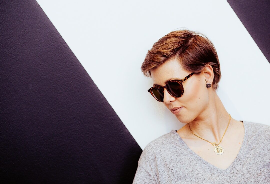 celebrity woman with short bold haircut