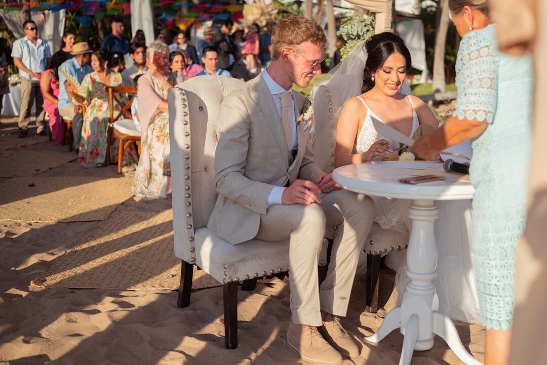 wedding ceremony guests seated